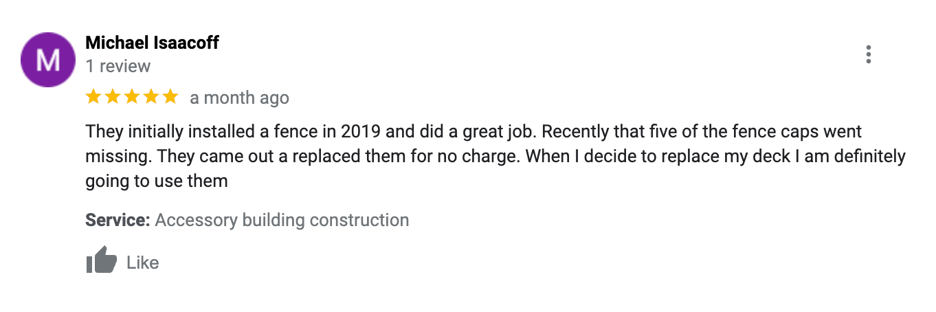 Customer review photo — Outdoor Fence & Deck