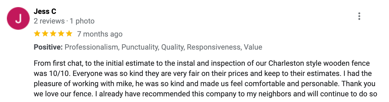 Customer review photo — Outdoor Fence & Deck
