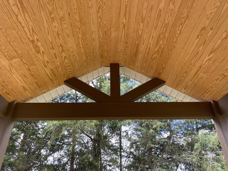 pine tongue & groove ceiling covered porch construction